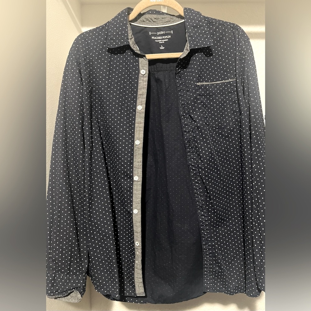 Men's Peached Poplin Tailored Garment Classic fit Shirt size L.